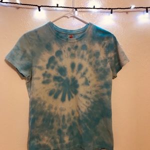 at home blue tye dye shirt!!
